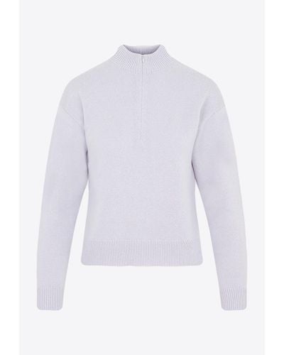 Theory Half-Zip Mock Sweater - White