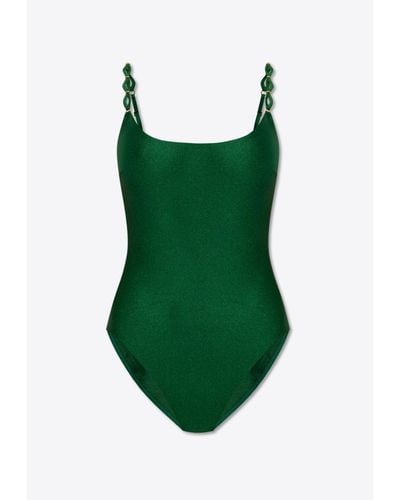 Zimmermann August Diamond Trim One-Piece Swimsuit - Green