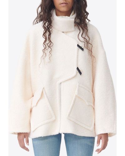 Ganni Boucle Wool Zip-Up Jacket - Natural