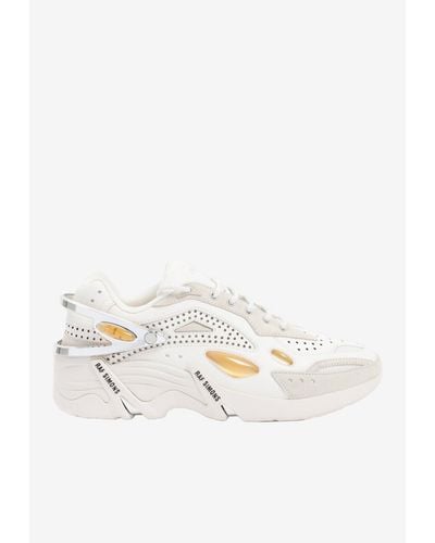 Raf Simons Cyclon-21 Low-top Leather Sneakers With Suede Inserts - White