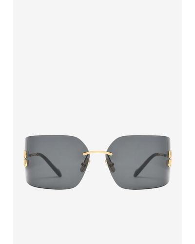 Miu Miu Runway Rimless Curved Sunglasses - Grey