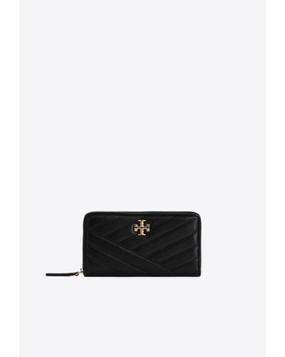 Tory Burch Kira Quilted-Leather Zip-Around Wallet - White