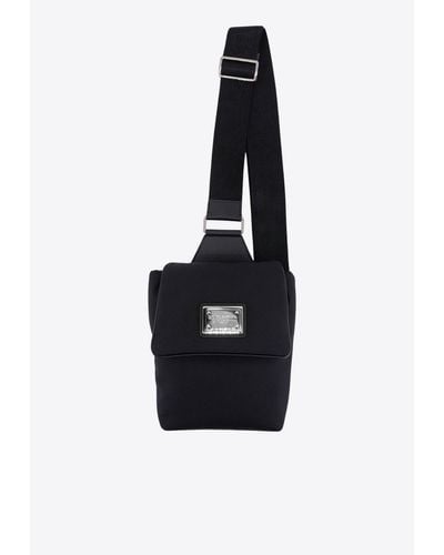 Dolce & Gabbana Logo Plate Nylon Belt Bag - Black