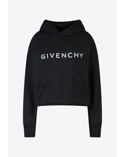 Givenchy Raw-Cut Logo-Printed Hooded Sweatshirt - Black
