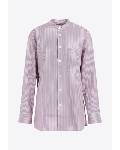 BIRKENSTOCK 1774 X TEKLA Long-Sleeved Striped Pajama Top - Purple