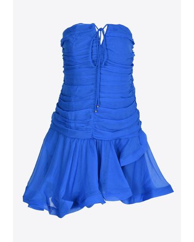 Elliatt Ontario Halterneck Ruched Mini Dress - Blue