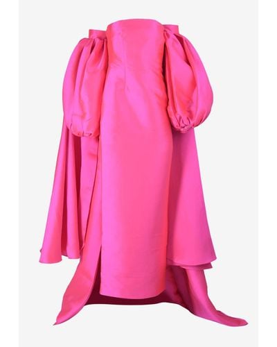 Solace London Lea Puff-Sleeved Gown - Pink