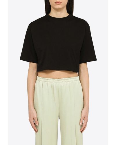 Loulou Studio Logo-Embroidered Cropped T-Shirt - Black
