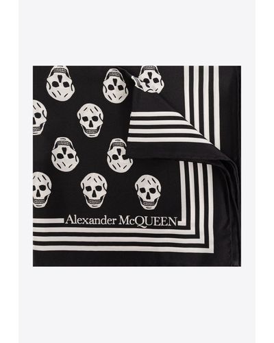 Alexander McQueen Biker Skull Silk Square Scarf - Black