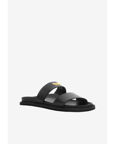 Moschino Leather Flat Sandals - White