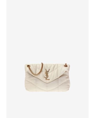 Saint Laurent Small Puffer Nappa Leather Shoulder Bag - White