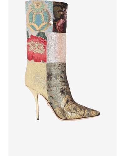Dolce & Gabbana Cardinale 105 Patchwork Fabric Ankle Boots - Multicolour