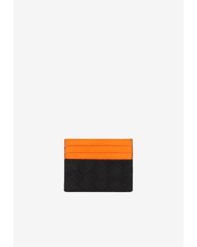 Bottega Veneta Bi-Color Intrecciato Leather Cardholder - Black