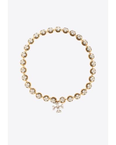 Tory Burch Crystal Embellished Necklace - White