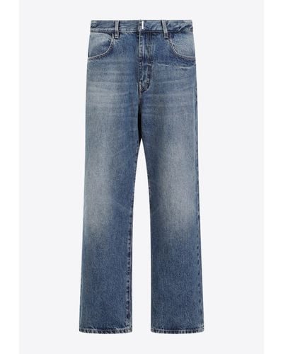 Givenchy Logo-Plaque Straight-Leg Jeans - Blue
