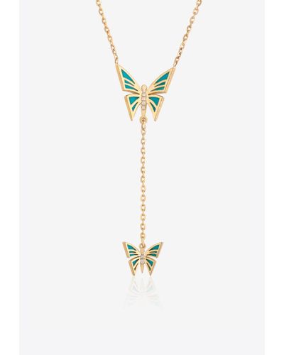 Falamank My Dream Is To Fly 18-Karat Butterfly Necklace With Diamonds - White