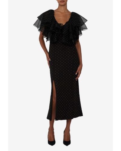 ROTATE BIRGER CHRISTENSEN Crystal-Embellished Mesh Midi Dress - Black