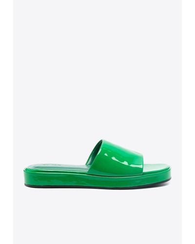 BY FAR Cala Patent Leather Flat Sandals - Green