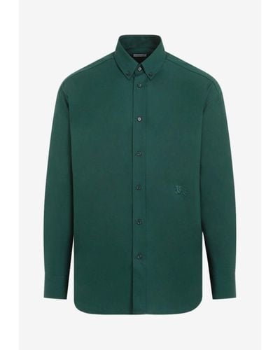 Burberry Button-Down Long-Sleeved Shirt - Green