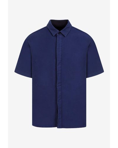 Sacai Moleskin Short-Sleeved Shirt - Blue