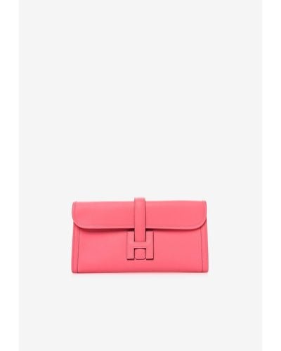 Hermès Jige Elan 29 Clutch In Rose Azalee Swift Leather - Pink