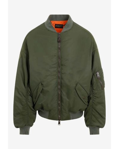 Balenciaga Asymmetric Zip-Up Bomber Jacket - Green