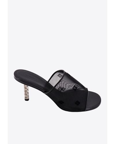 Givenchy G-Cube 55 Logo-Embroidered Mesh Mules - Black