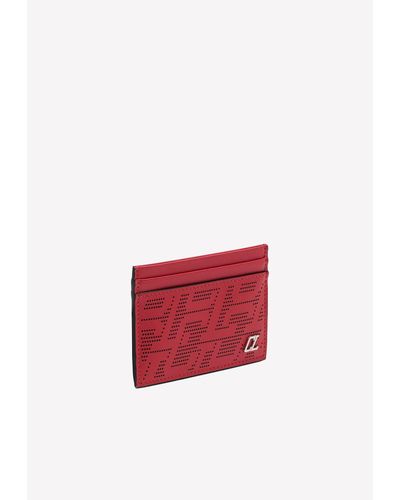 Christian Louboutin Perforated Leather Cardholder - Red