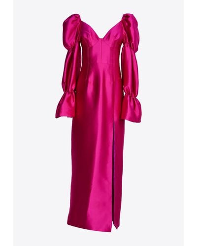 Khirzad Femme Solarino Off-Shoulder Maxi Dress - Pink