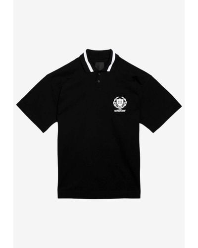 Givenchy Logo Embroidered Polo T-Shirt - Black