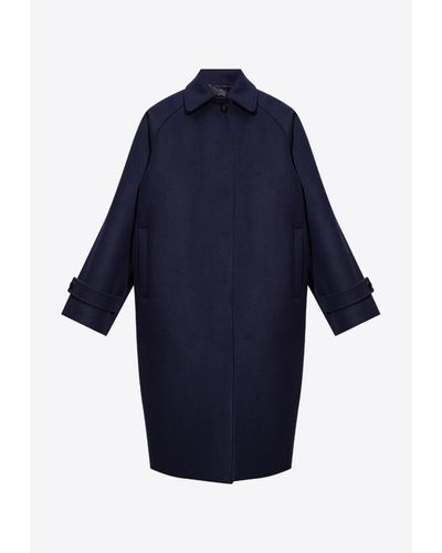 Ferragamo Oversized Single-breasted Wool Coat - Blue