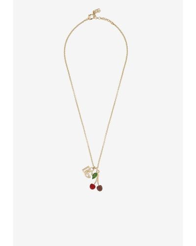 Dolce & Gabbana Cherry Charm Necklace - White