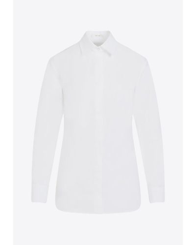 The Row Derica Long-Sleeved Poplin Shirt - White