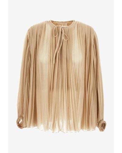 Chloé Pleated Wool Top - Natural