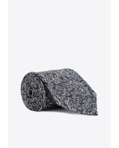 Dunhill Paisley Print Silk Tie - Gray