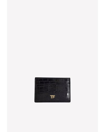 Tom Ford Croc-Embossed Leather Cardholder - White