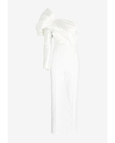 Solace London Nova One-shoulder Jumpsuit - White