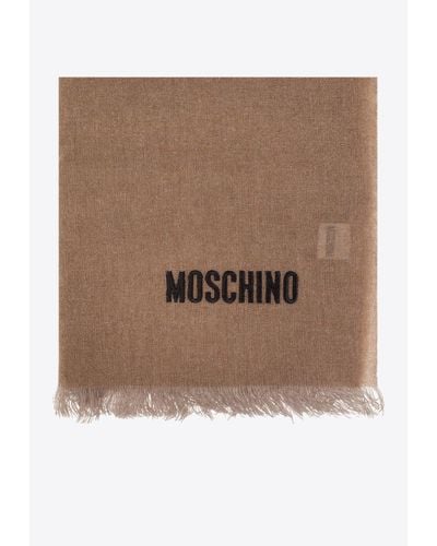 Moschino Logo Cashmere Scarf - Brown
