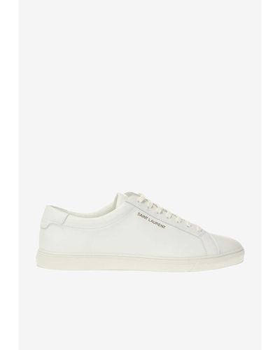 Saint Laurent Andy Low-Top Leather Sneakers - White
