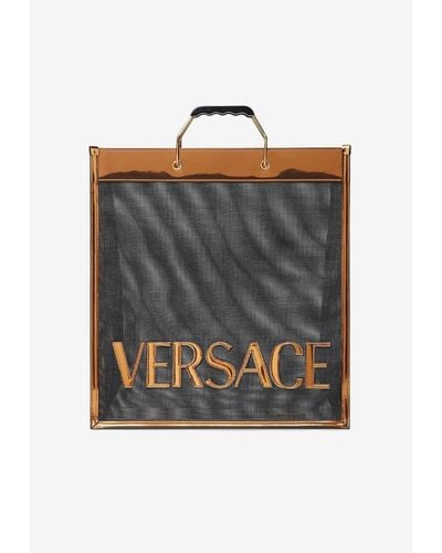 Versace Logo Tall Tote Bag - Grey