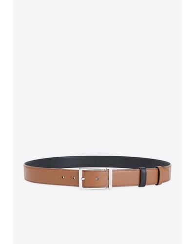 Dunhill Leather Buckle Belt - White