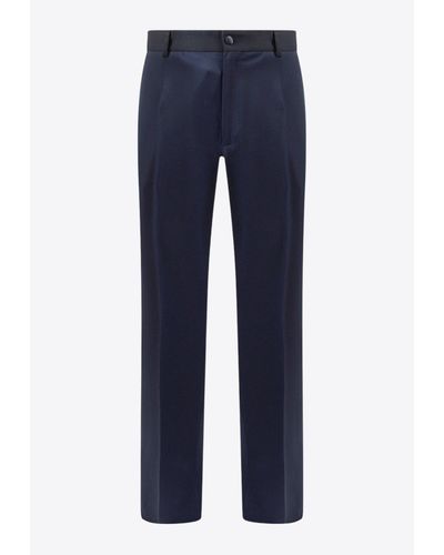 Dolce & Gabbana Stretch Wool Tuxedo Straight Pants - Blue