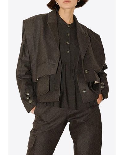 MEHTAP ELAIDI Detachable Layered Vest Jacket - Black