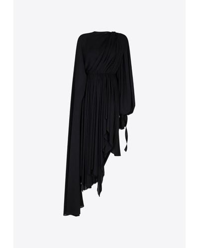 Balenciaga Asymmetric Pleated Dress - Black