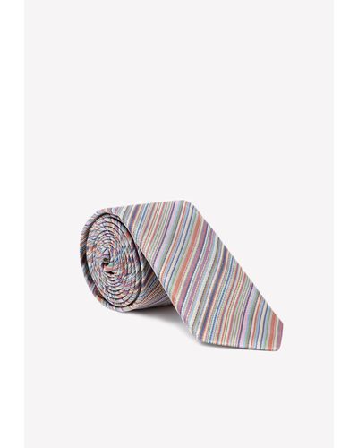 Paul Smith Signature Stripe Tie In Silk - Multicolor