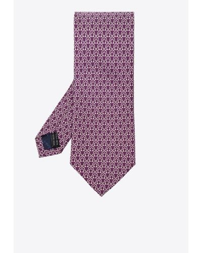 Ferragamo Wavy Gancini Silk Tie - Purple