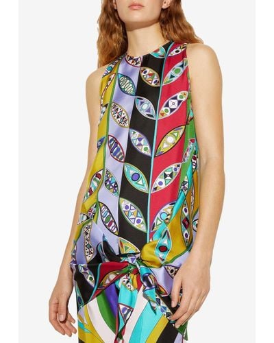 Emilio Pucci Girandole-Print Sleeveless Silk Top - Multicolour