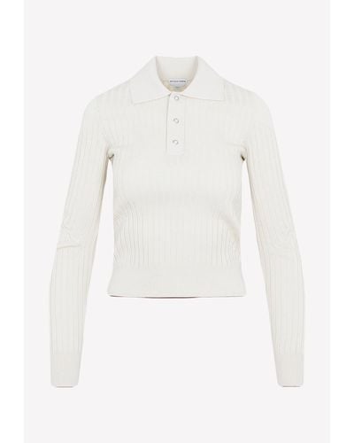 Bottega Veneta Ribbed Polo T-Shirt - White