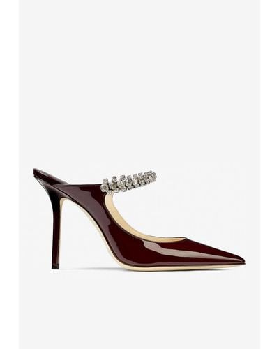 Jimmy Choo Bing 100 Crystal-embellished Mules In Patent Leather - Red