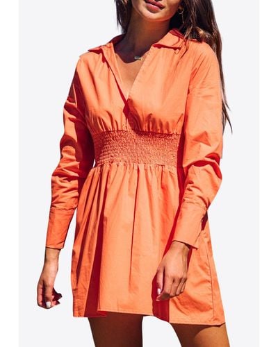 Les Canebiers Vignes Elastic Waist Mini Dress - Orange